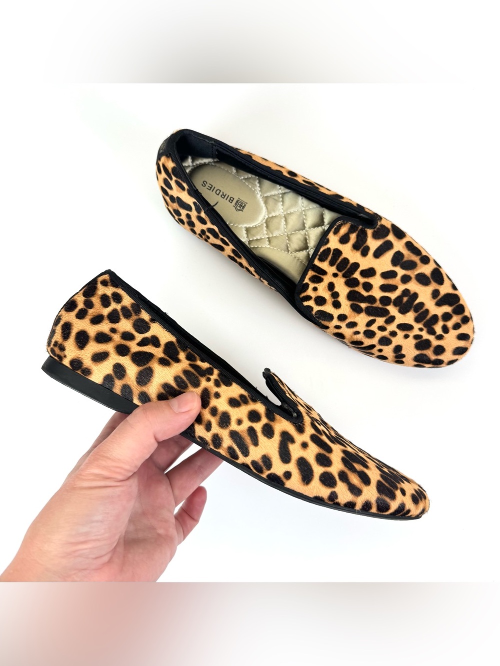 Birdies The Starling Leopard Print Calf Hair Slip-On Loafers Size 7